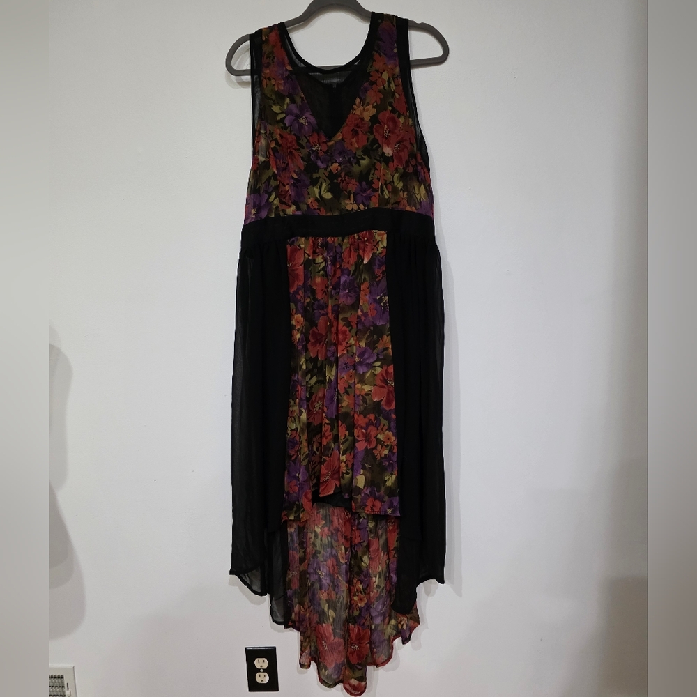 Fashion Bug Black and Floral High-Low Dress